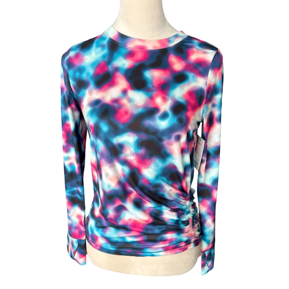 Tek Gear Long Sleeve Moisture Wicking Tee Girls XXL (18/20) Ruched Side Colorful